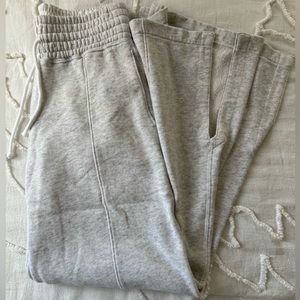 Abercrombie Split-Hem Light Grey Wide Leg Sweatpants, Size Small